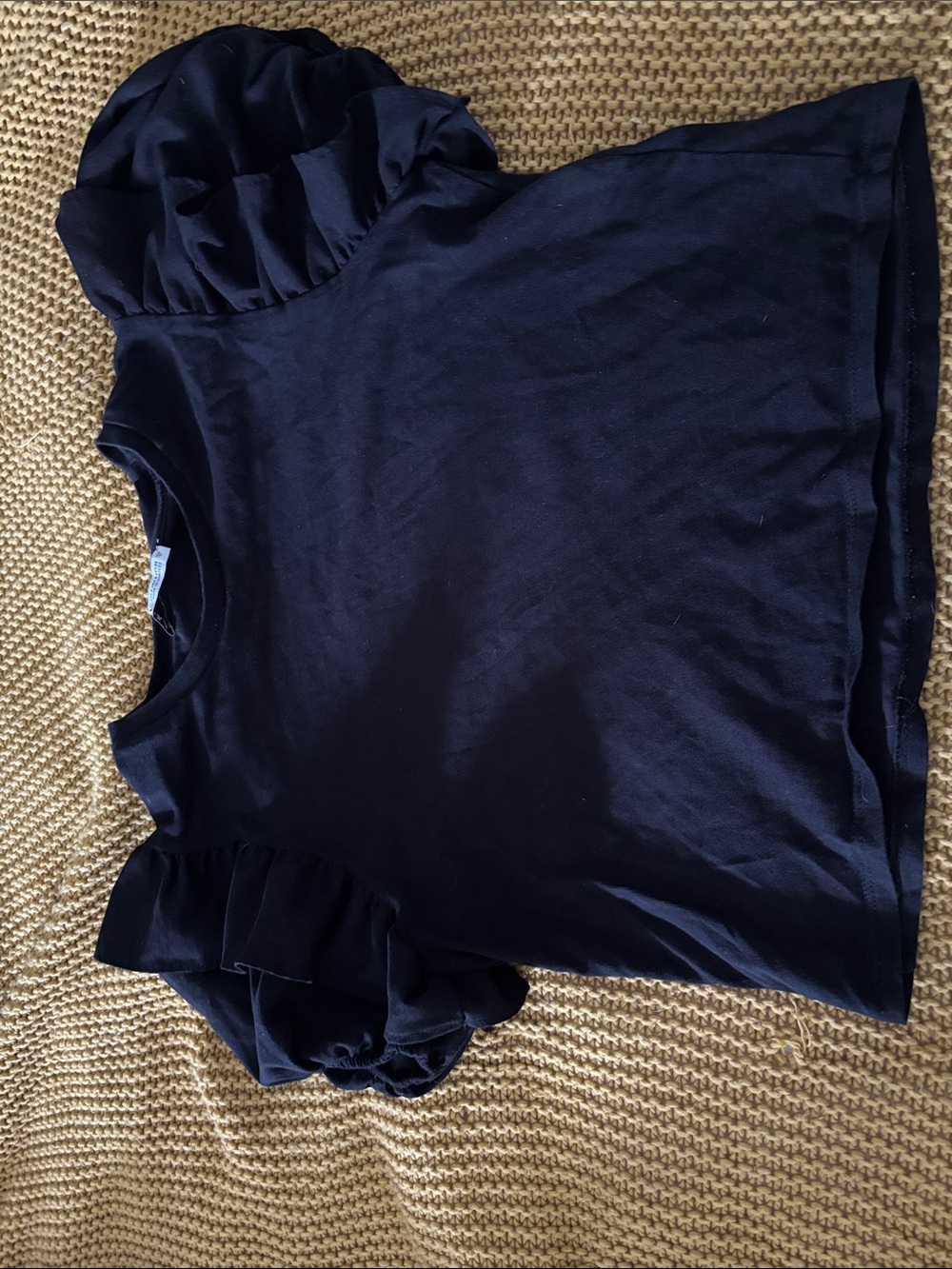 Zara Black Ruffle Sleeve Top